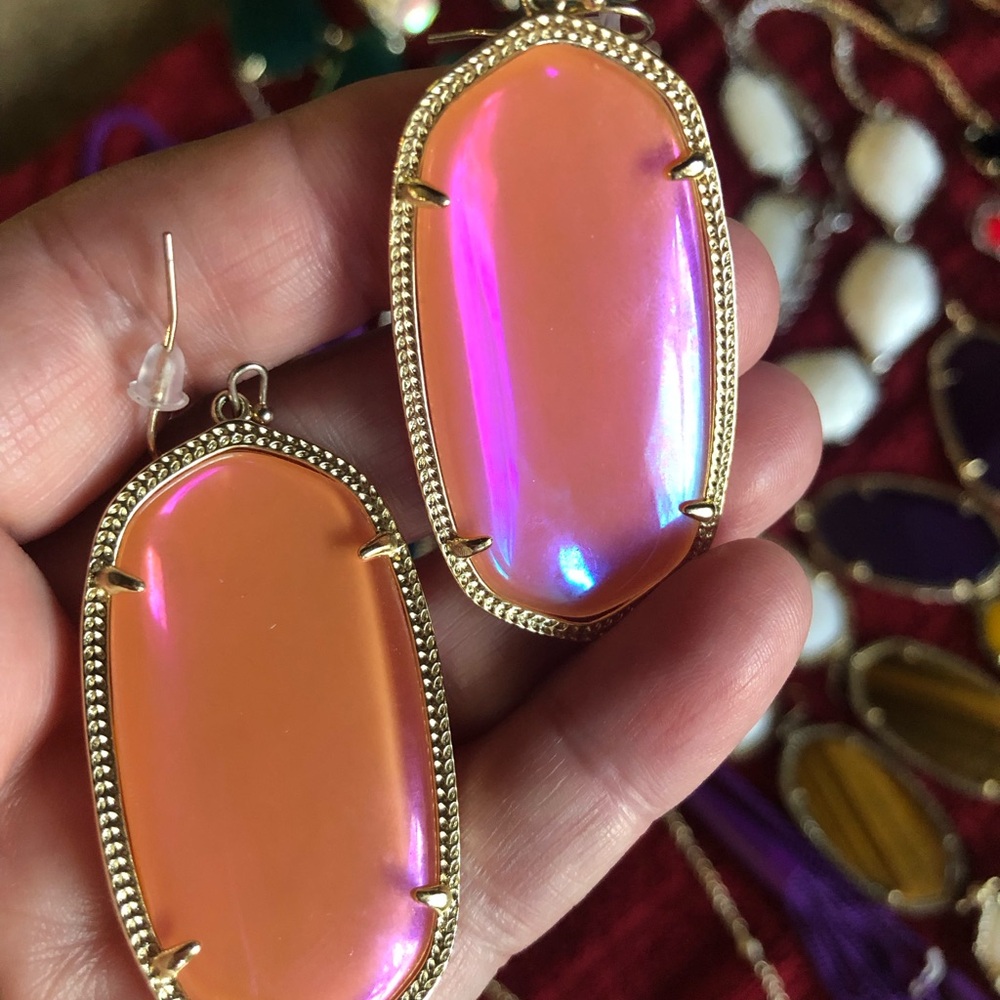 Kendra Scott htf gold Danielle drop earrings in iridescent tangerine